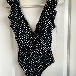 Summersault The Ruffle Backflip. Black and White Polka Dot Swimsuit. NWT.